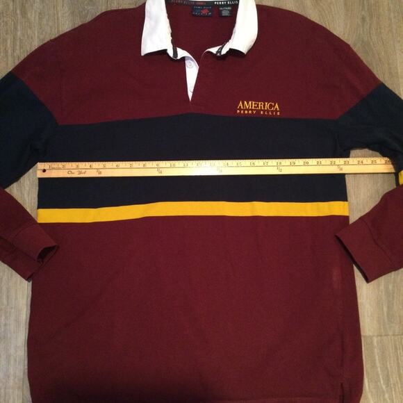 Perry Ellis America Rugby Color Block Retro Polo XXL - Picture 4 of 7